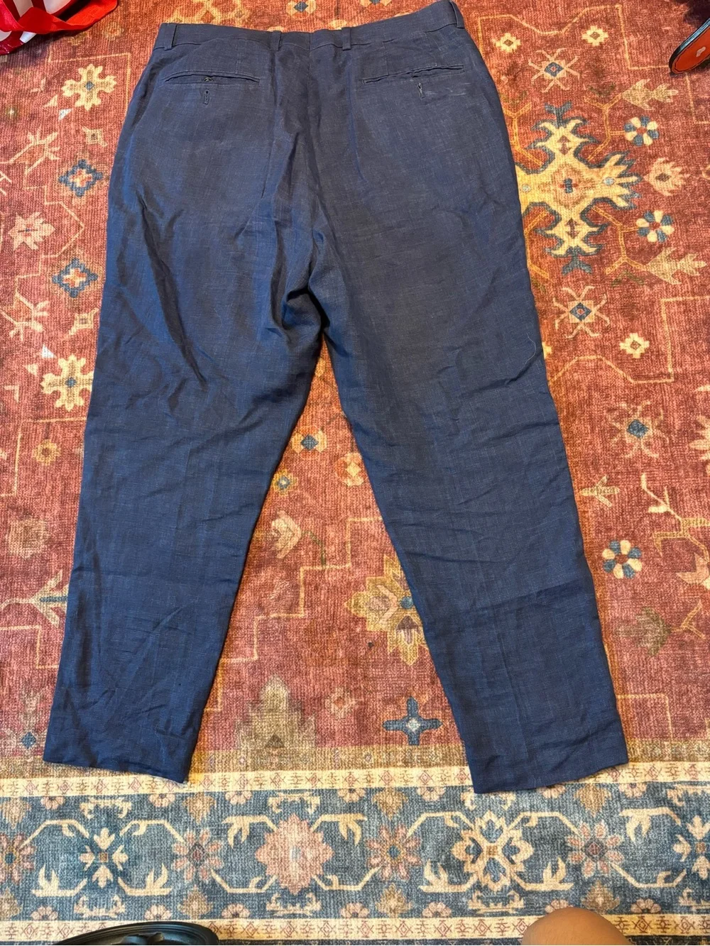 Haspel Pants Mens 34x27 100% Linen Blue Straight Leg Casual Pants Baggy